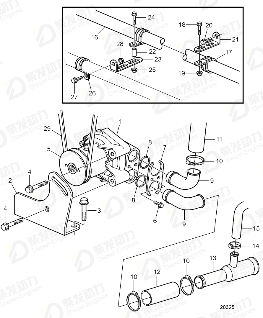 VOLVO Coolant pipe 3831219 Drawing
